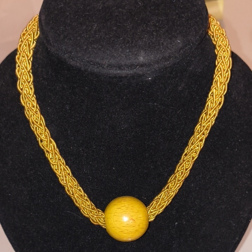 Avon Gold Braided Necklace with Bead